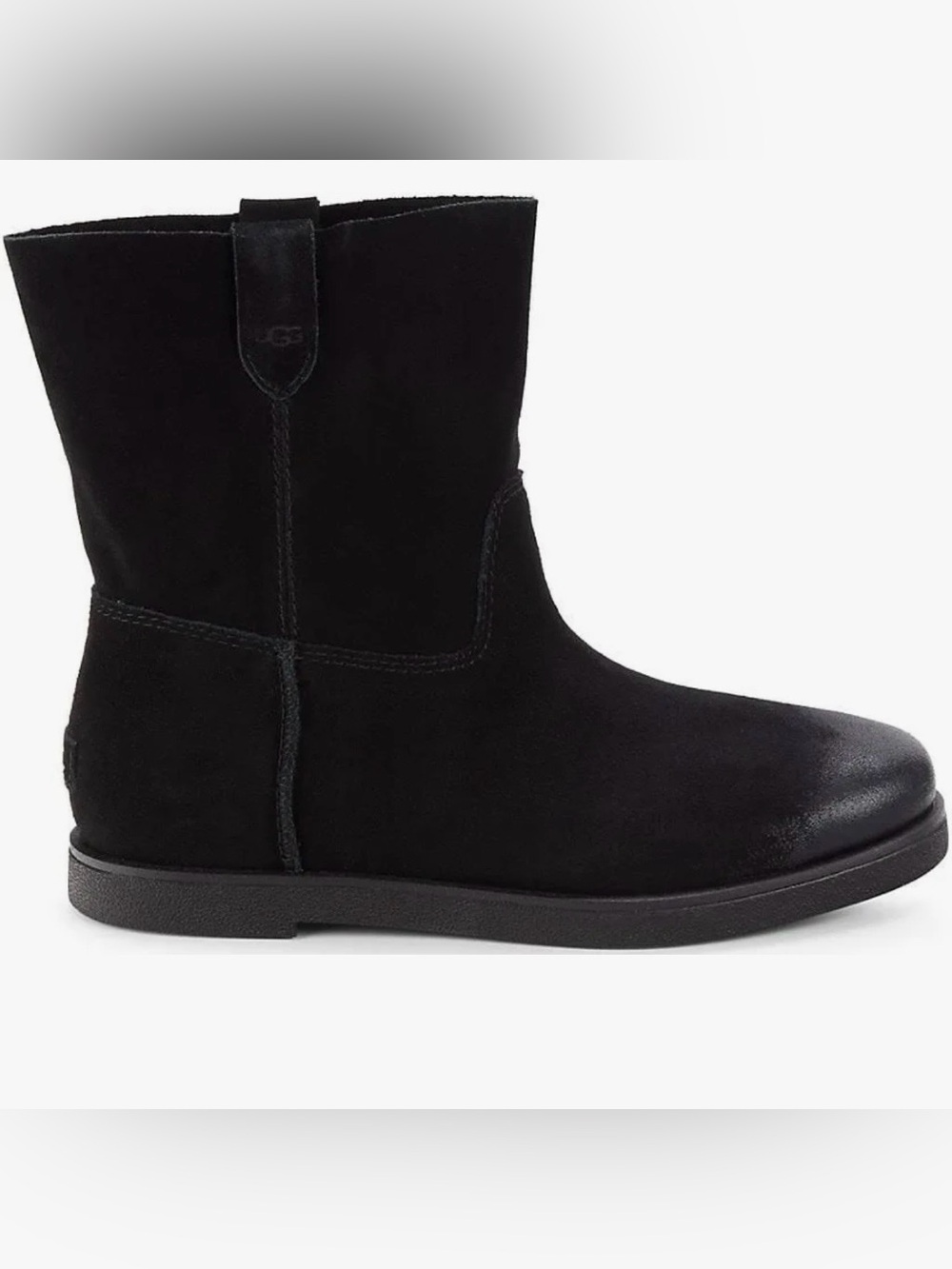 UGG Black Suede Mid-Calf Heeled Boot